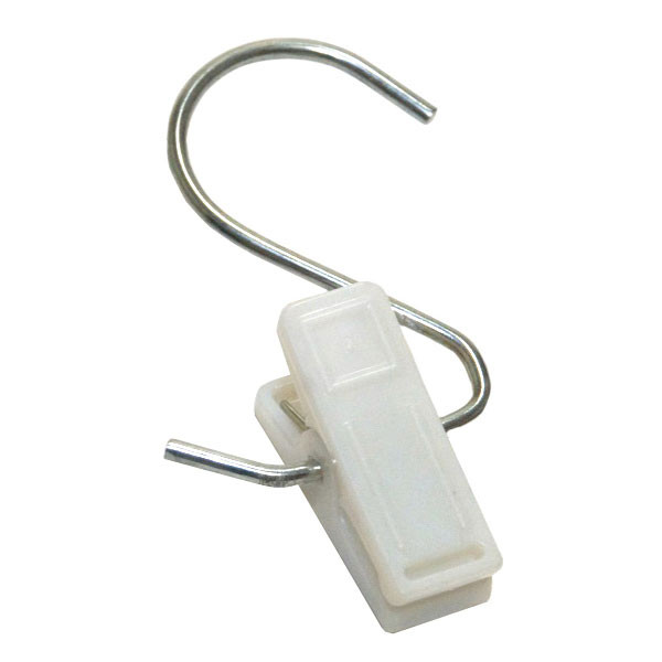 Deja Vu 4 1/2" White Hang-All Plastic Clip with Chrome Hook - 12/Pack DVSWEB23