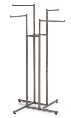 Raw Steel 4-Way Clothing Rack with Straight Arms