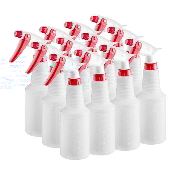 Noble Chemical 16 oz. Red Plastic Bottle / Sprayer - 12/Pack GBBWEB1612