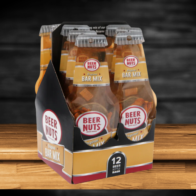 Original Bar Mix - Beer Peanuts Beer Bottle Bag Display - 12 COUNT - 1.75 OZ Beer Bottle Bags BA-BNBBWDS-MIX