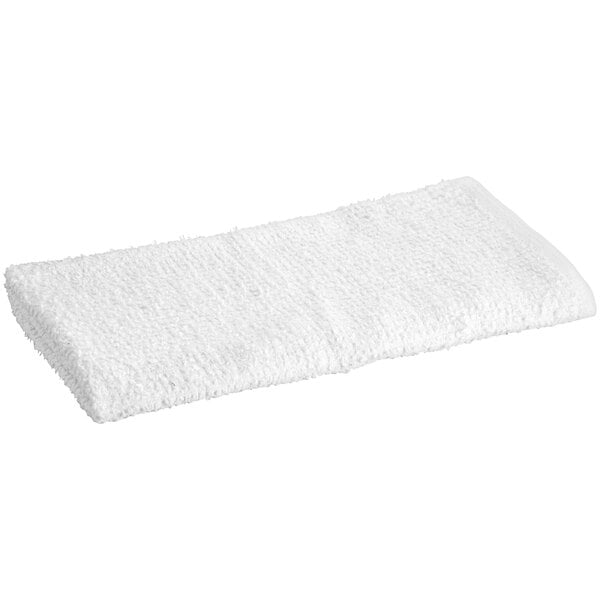 Oxford 17" x 20" 24 oz. White 100% Cotton Ribbed Terry Bar Towel - 12/Pack GBBWEB1720