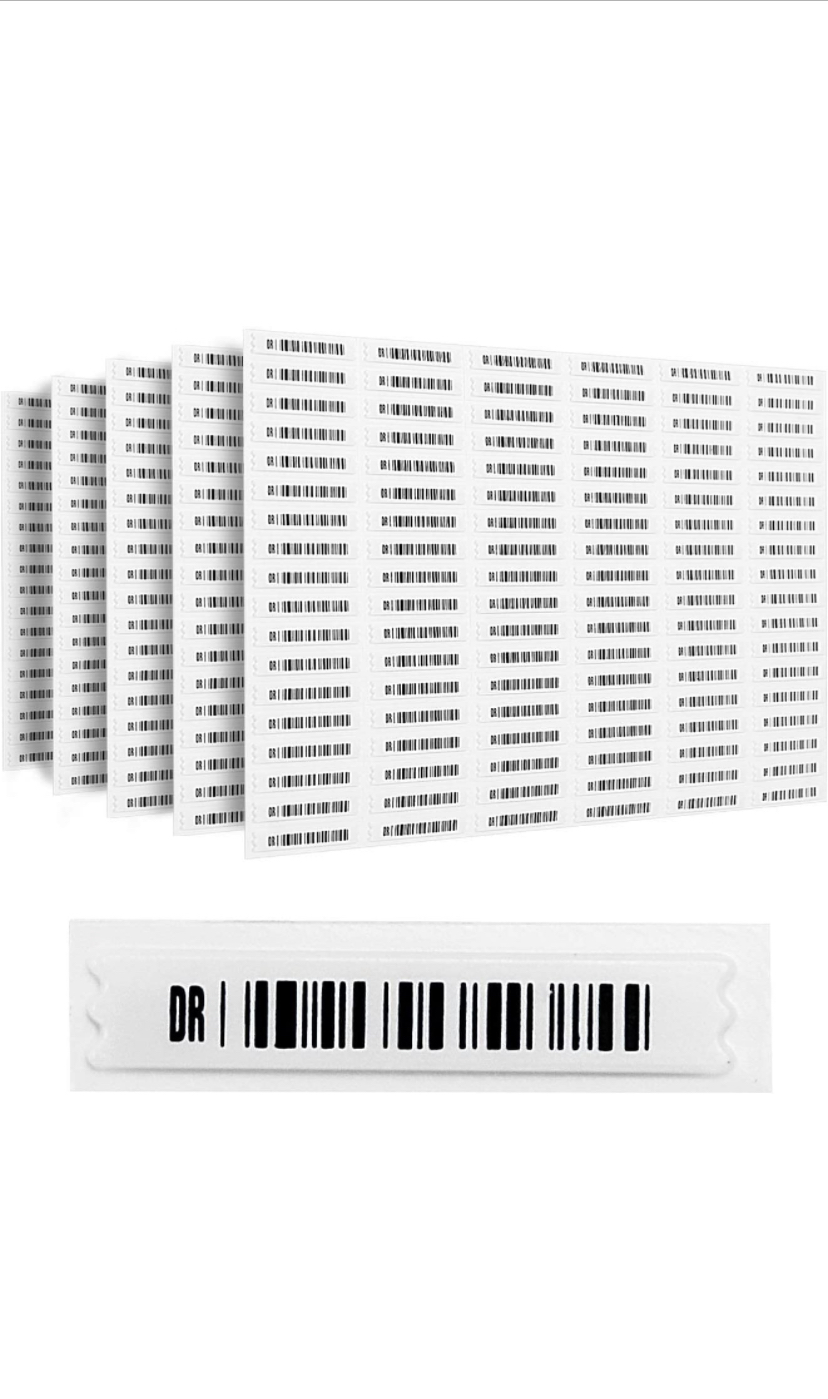 5000 pcs 58khz AM Security Tags Soft Labels Compatible with 58khz acousto-Magnetic EAS System (Mock Barcodes) DVS58KHZPK