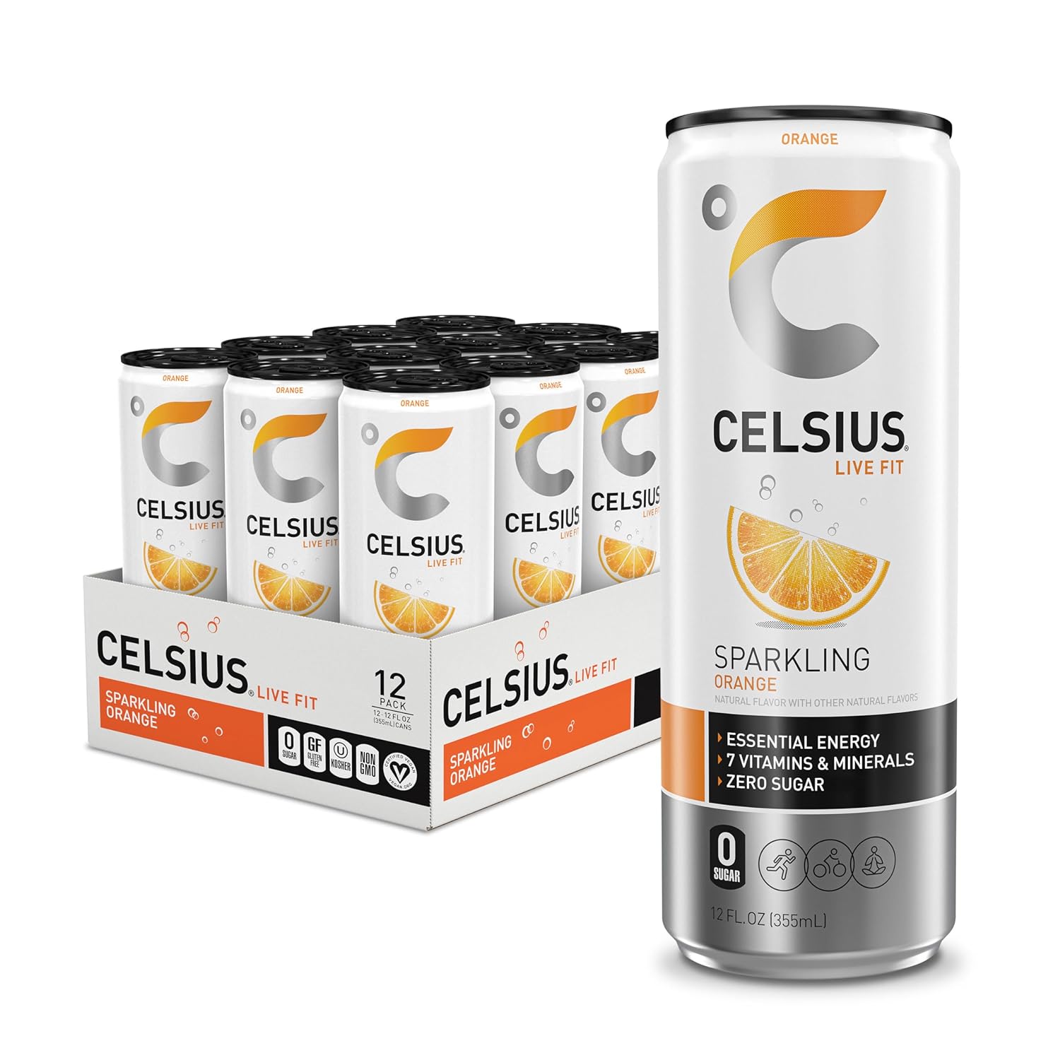 Celsius Sparkling Energy Drink Orange 12 fl oz / 24-Count GBBCCW2412