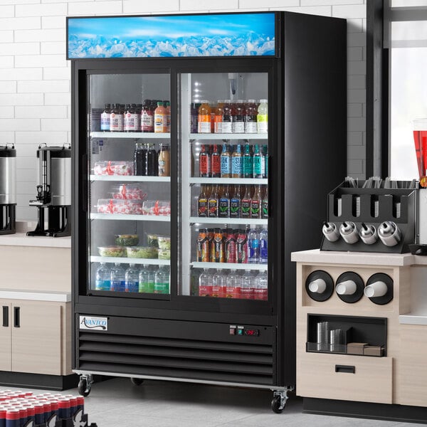 Avantco GDS-47-HC 53" Black Sliding Glass Door Merchandiser Refrigerator with LED Lighting GBBWEBGDS47HC