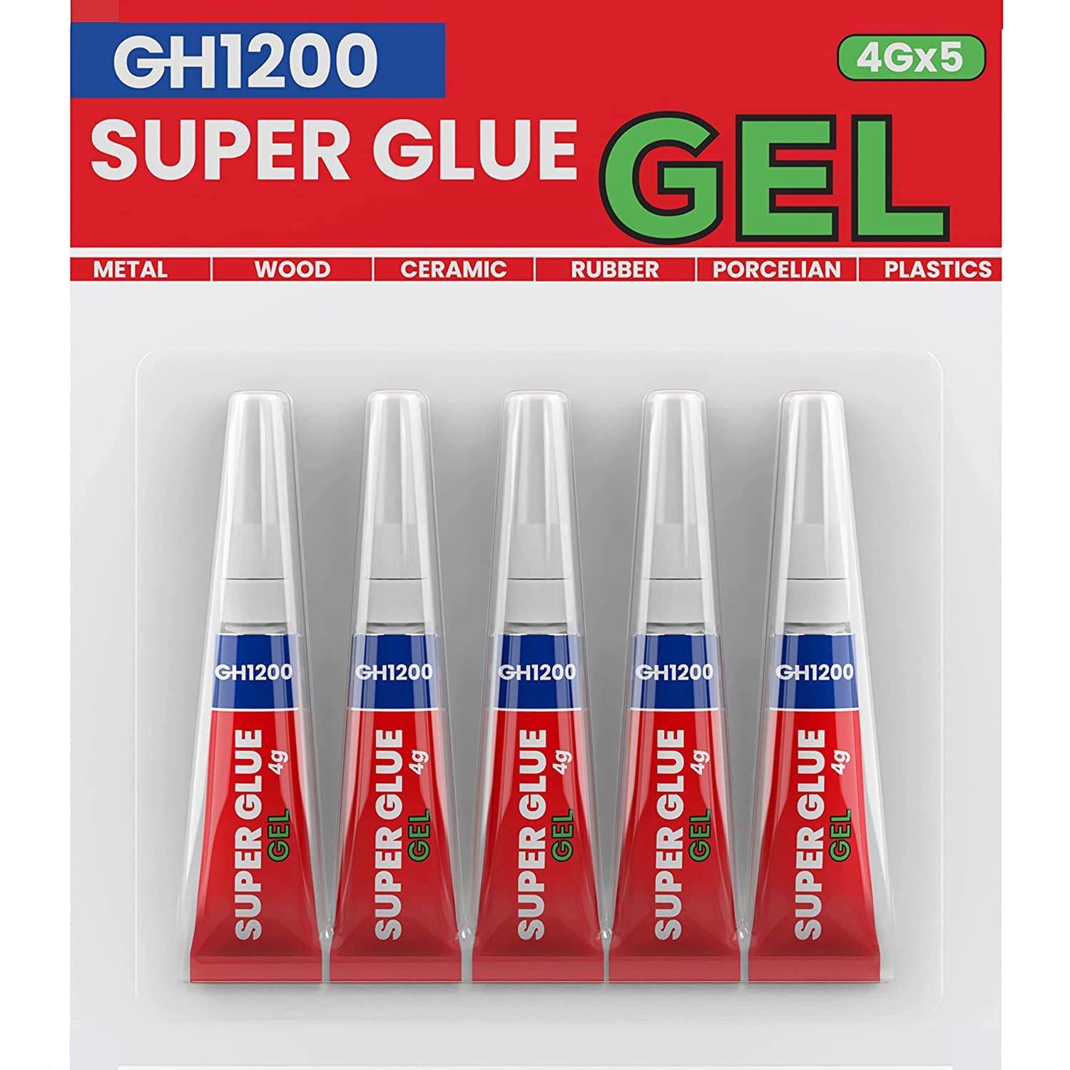 4Gx 5 Value Pack Super Glue Gel All Purpose with Anti Clog Cap. Ca Glue GBBSAM0987