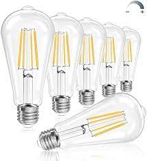 Dimmable Edison Light Bulbs/ E26 Vintage Edison LED Light Bulbs 60W Equivalent ST19 (ST64) LED Filament Antique Style Light Bulbs/ 5.5W 600LM/ 2700K Soft White Clear Glass Light Bulbs/ 6Pcs GBBSAMST64