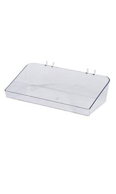 12"W x 6½"D x 3"H Clear Plastic Tray for Slatwall